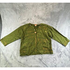 Hearts of Palm blazer Women's 14 linen blended beaded accent Green JACKET
